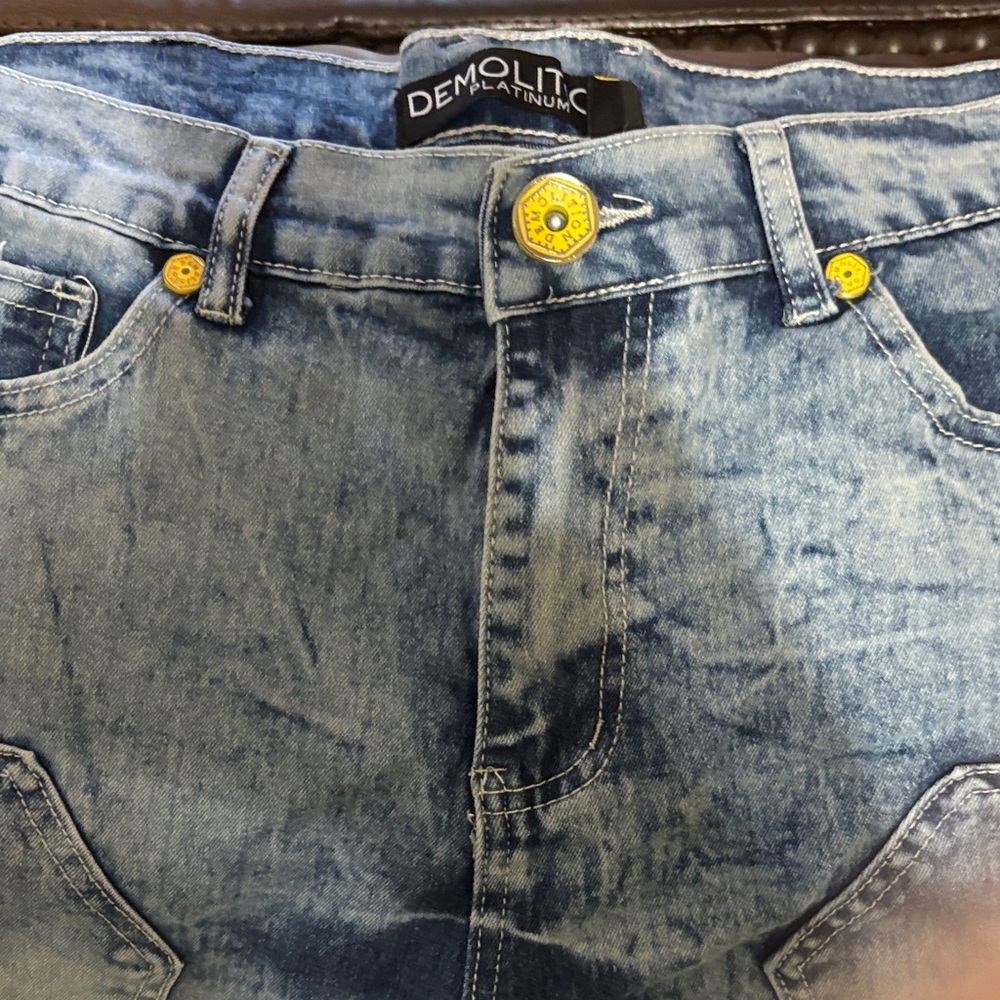 Demolit Platinum Men's Washed Blue Jeans